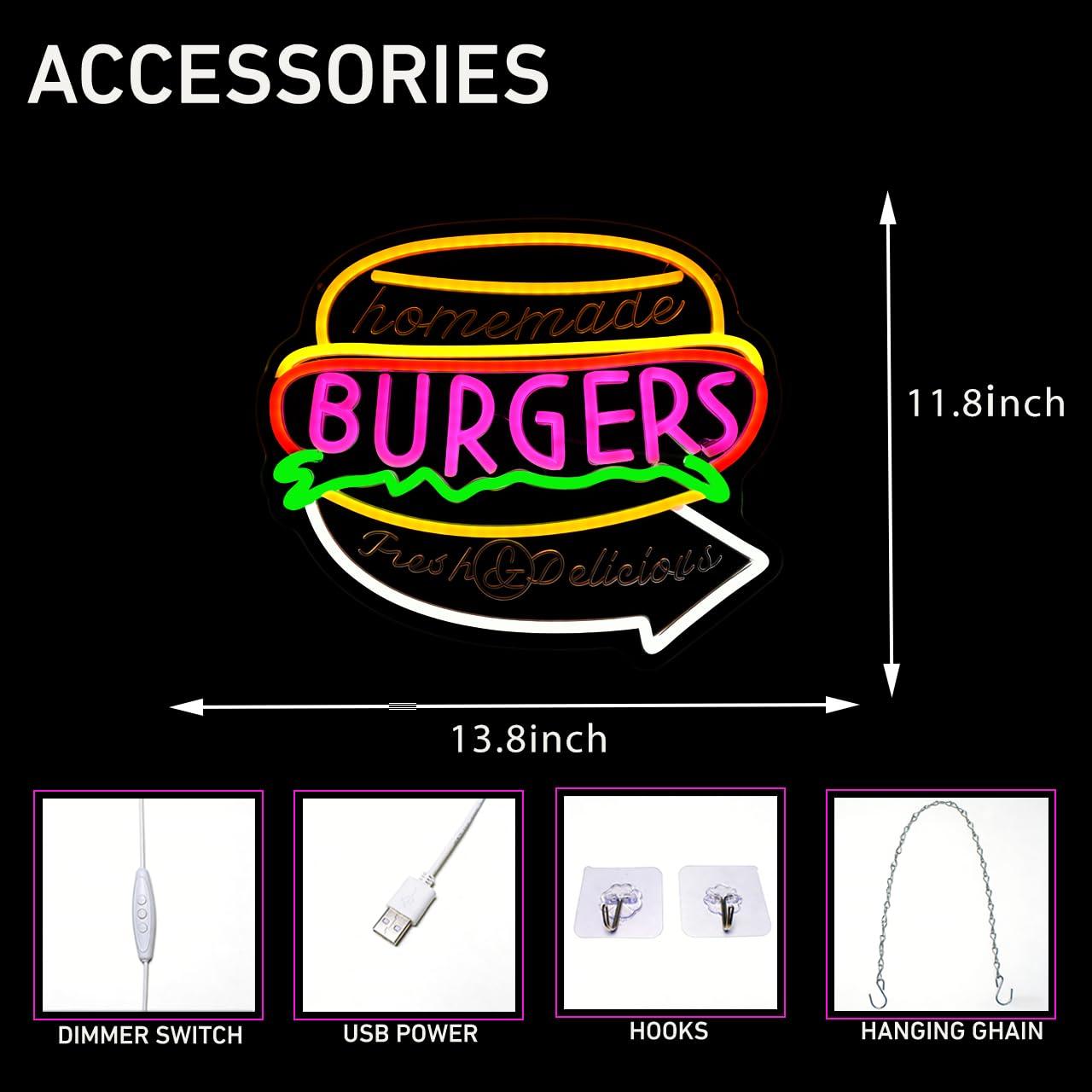 Neonowy napis „Homemade Burger – Homemade Food Snacks recenzja i cena